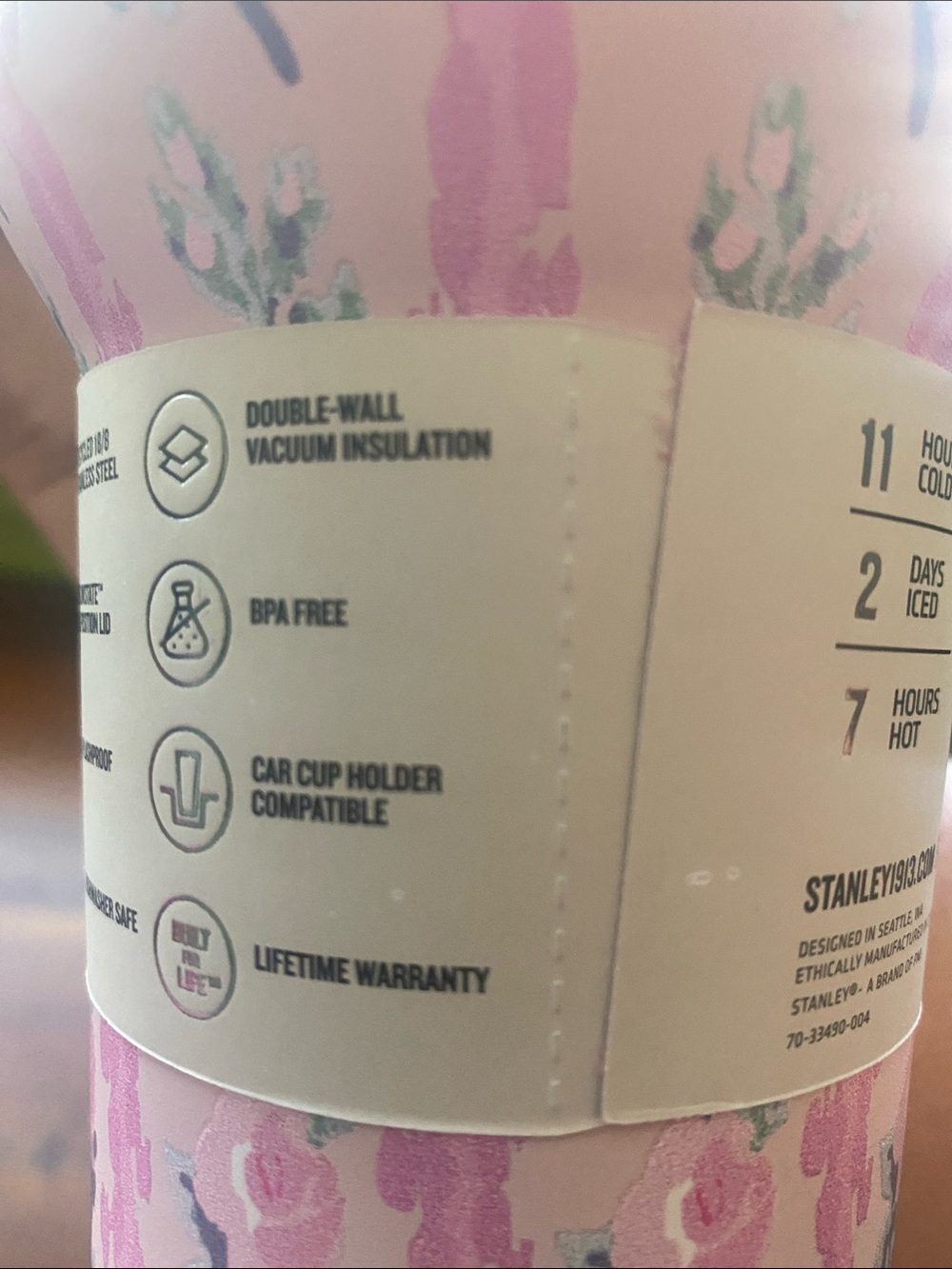 Stanley Pink Floral Quencher Tumbler with Gold Accent - Picture 11 of 14